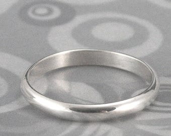 Plain Jane Sterling Silver Half Round Band Wedding Ring or