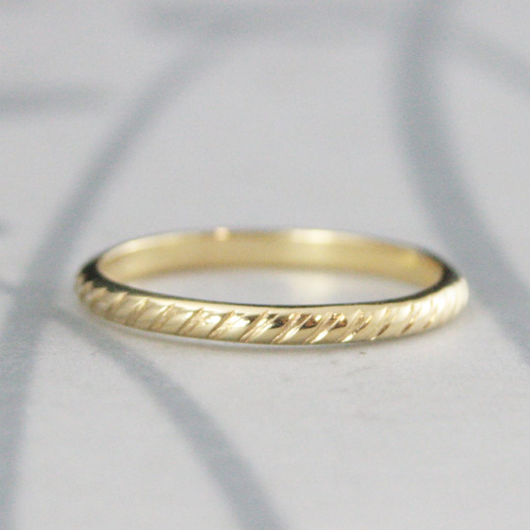 18K Gold Rope Ring Half Round Solid 18K Gold 2mm Twist Ring Gold ...