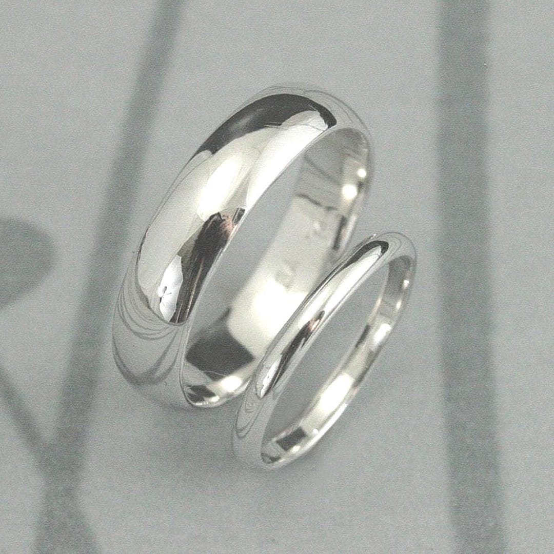 Buy Traditional Rings~14k White Gold Bands~5mm Band~2mm Ring~men's Wedding  Band~women's Wedding Ring~half Round Rings~his Hers Bands~gold Ring