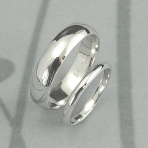 Traditional Rings~14K White Gold Bands~5mm Band~2mm Ring~Men's Wedding Band~Women's Wedding Ring~Half Round Rings~His & Hers Bands~Gold Ring image 1