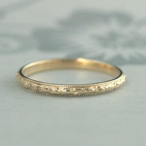 Milgrain Wedding Band Women&#39;s Wedding Ring Antique Style Ring 14K Thin Renaissance Orange Blossom Ring Wedding Ring for Women Classic Ring
