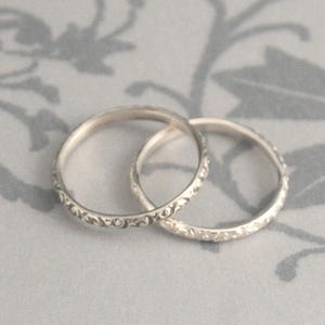 Thin Silver Ring Women's Wedding Band Embossed Ring Silver Women's Ring for Her Rococo in the Disco Band Patterned Ring Antique Style Band image 3