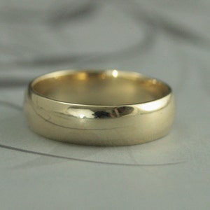 Herren Gold Ehering Massiv 10K Gold Ehering 6 mm Schlicht Jane Halbrund Band Herren Traditionelles Goldband Herren Ehering