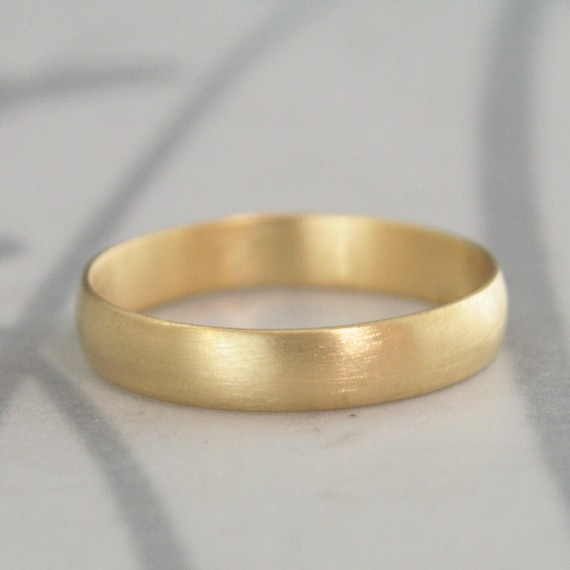 22K Gold Wedding Band Recycled Gold Ring Solid 22K Gold Ring 4mm by 1mm Domed Band Low Dome Slim Profile Ring Men's Band or Women's Ring