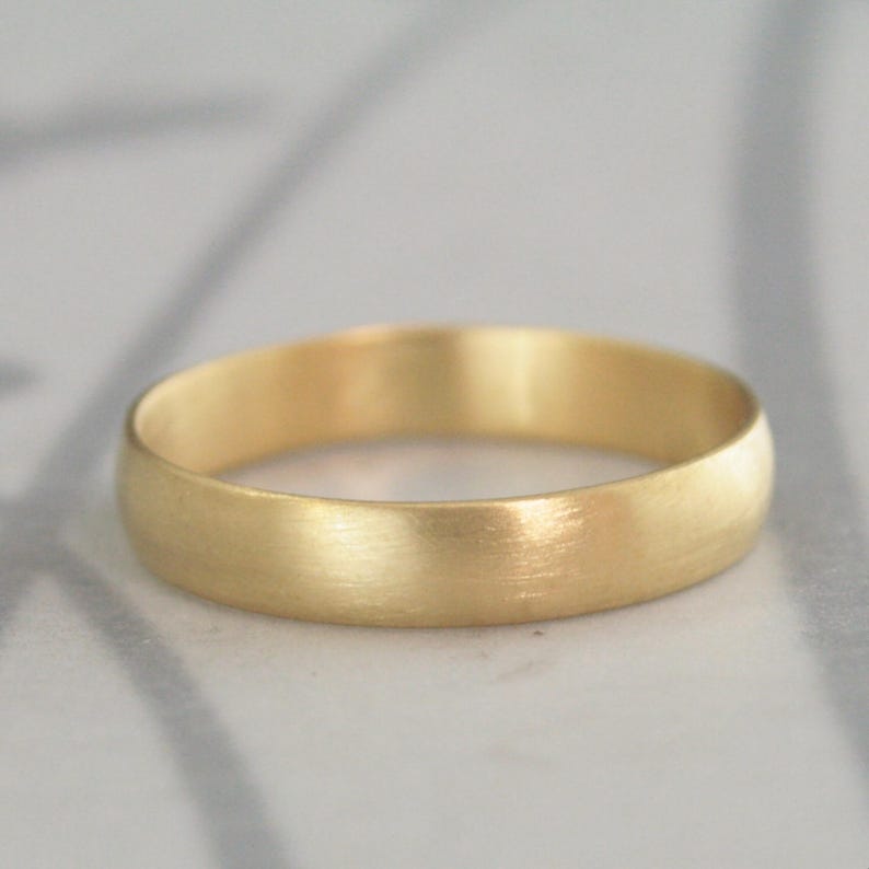 22K Gold Wedding Band Recycled Gold Ring Solid 22K Gold Ring 4mm by 1mm Domed Band Low Dome Slim Profile Ring Men's Band or Women's Ring image 1