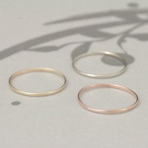 Thin Wedding Ring Thin Gold Band Skinny Wedding Band Super Skinny Minnie 14K Gold Stacking Ring Women&#39;s Wedding Ring Midi Ring 1mm by .5mm
