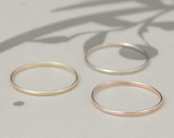 Thin Wedding Ring Thin Gold Band Skinny Wedding Band Super Skinny Minnie 14K Gold Stacking Ring Women&#39;s Wedding Ring Midi Ring 1mm by .5mm