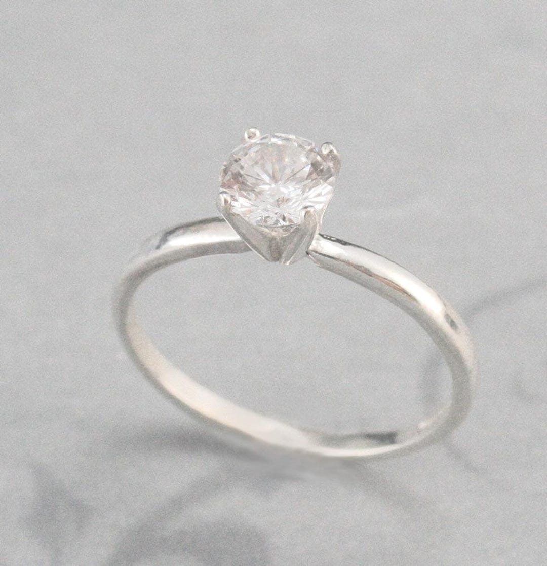 Plain Jane Faux Diamond Engagement Ring--silver Engagement Ring