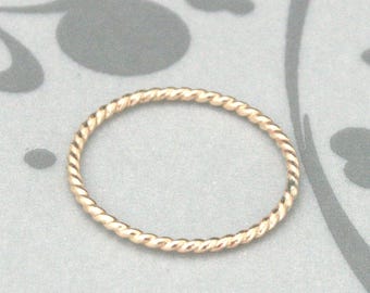 Thin Twist Stacking Ring 14/20 Yellow Gold Filled Thin Twist Wire Stacking Band Gold Stacking Ring Gold Twist Ring Rope Ring