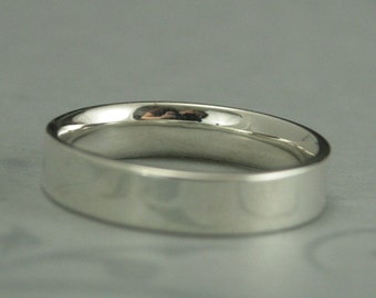 Comfort Fit Straight and Narrow Sterling Silver Flat Wedding Band--5mm Wide Flat Silver Band--Men's Silver Band