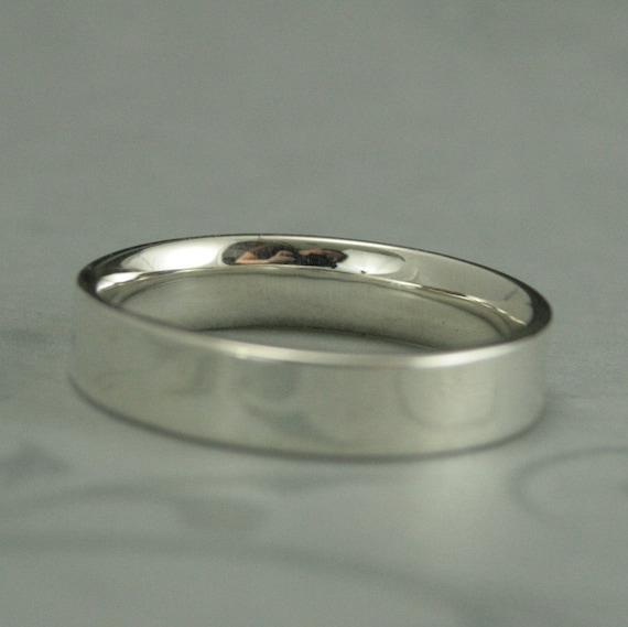Comfort Fit Straight and Narrow Sterling Silver Flat Wedding Band5mm Wide  Flat Silver Bandmen's Silver Band 