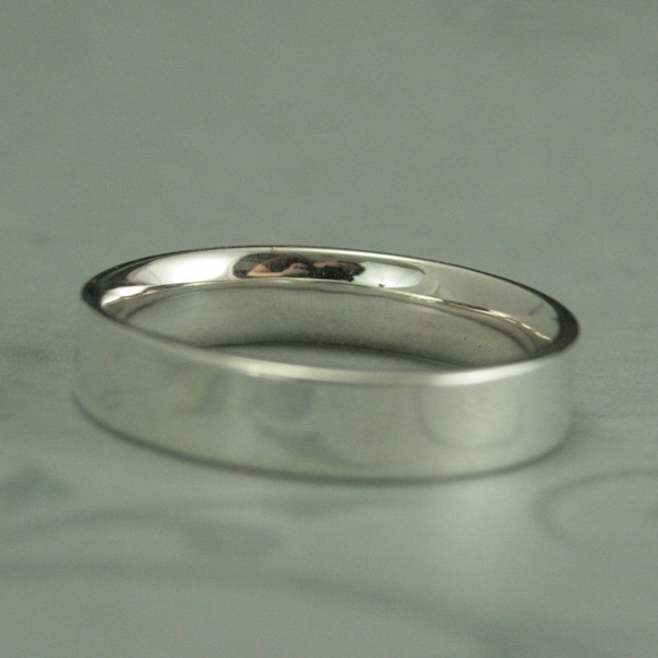 Comfort Fit Straight and Narrow Sterling Silver Flat Wedding Band--5mm Wide Flat Silver Band--Men's Silver Band