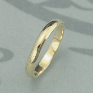 Solid 18K Gold 3mm wide Plain Jane Half Round Band--YOUR Choice of 18K Rose Gold, White Gold, or Yellow Gold--Custom Made Just for YOU image 1