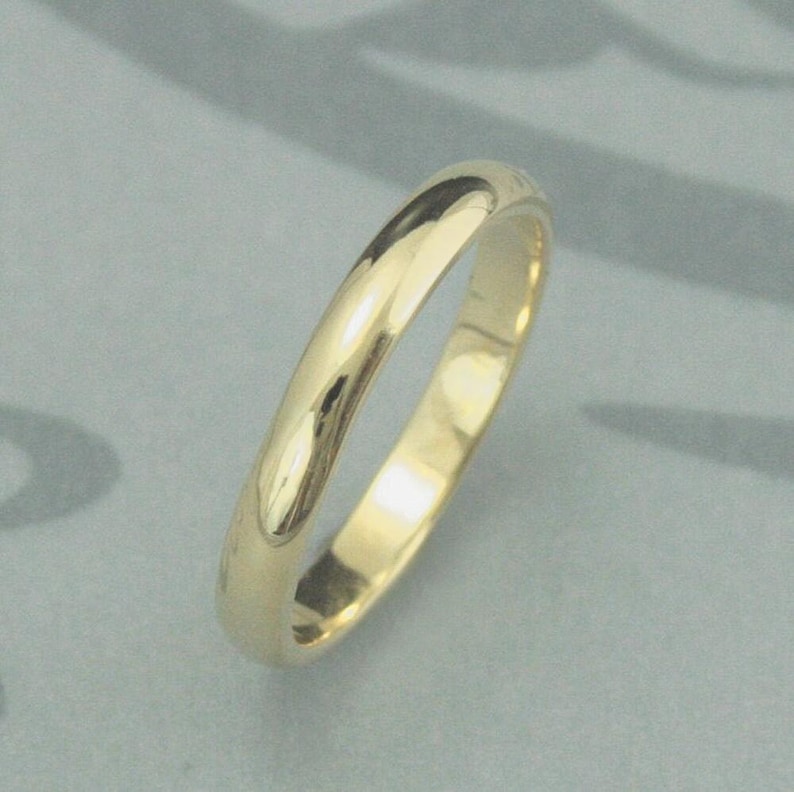 Solid 18K Gold 3mm wide Plain Jane Half Round Band--YOUR Choice of 18K Rose Gold, White Gold, or Yellow Gold--Custom Made Just for YOU image 1