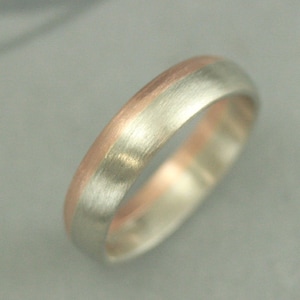 Two Tone Band 4mm Bicolor Gold Band Mens Gold Band Womens Gold Band Two Tone Ring Bimetal Ring Rose Gold and White Gold Modern Wedding Band