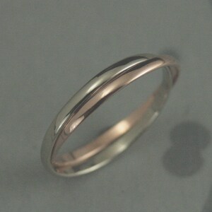 Double Rolling Ring Two Tone Ring 1.5mm Bands Thin Rolling Ring Stacking Rings Interlocking Rings Double Rings Mixed Metal Bands Stacking