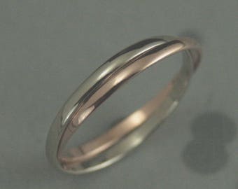 Double Rolling Ring Two Tone Ring 1.5mm Bands Thin Rolling Ring Stacking Rings Interlocking Rings Double Rings Mixed Metal Bands Stacking