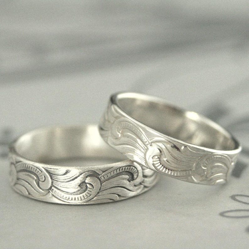 Anillo Gran Ola Anillo de Plata con Diseño Anillo Tsunami Anillo Art Déco Anillo de Pergamino Anillo Art Déco de Plata Anillo Japonés para Hombre Anillo Noche Estrellada de Plata para Hombre imagen 1