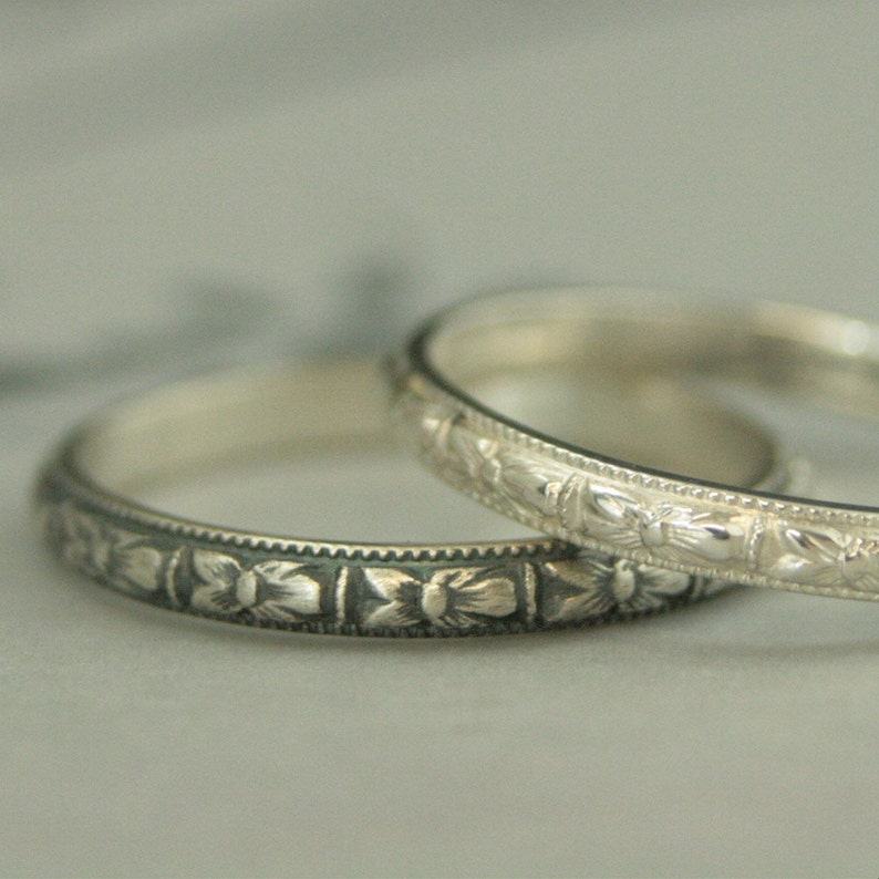 Silver Wedding Band Women's Wedding Ring Thin Renaissance