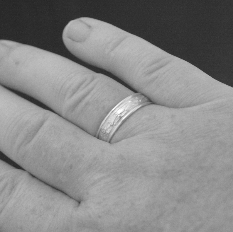Silber Hochzeit Set Seine und Sie Eheringe Silber Eheringe Edwardian Bands Geometrische Ring Set Seine und Sie Silberringe Blazer Kunst Bild 7