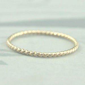 Band Twist Ring Gold Twist Band Thin Twist Ring Rope Gold Band Stacking Ring Gold Stackable Band 14K Twist Ring Women's Wedding Band Gold image 1
