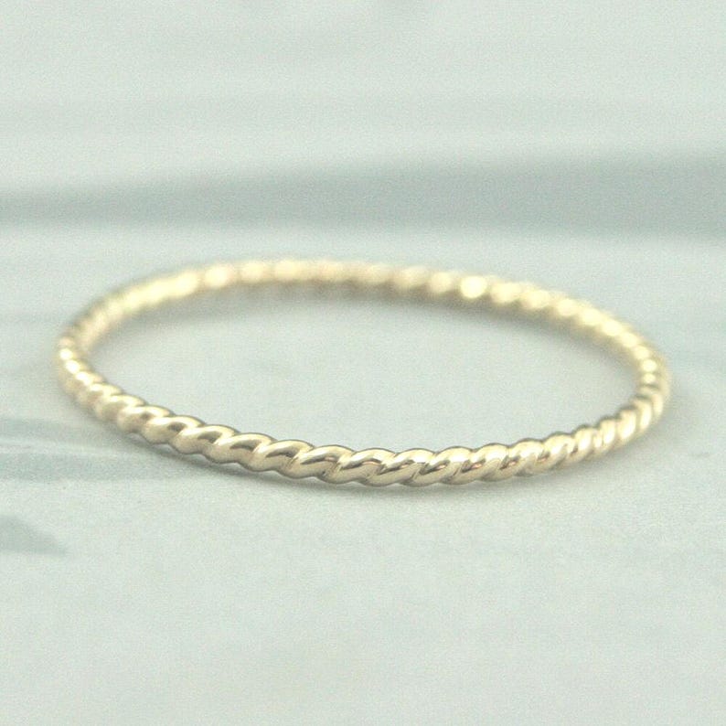 Band Twist Ring Gold Twist Band Thin Twist Ring Rope Gold Band Stacking Ring Gold Stackable Band 14K Twist Ring Women's Wedding Band Gold image 1