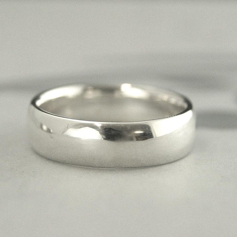 Comfort Fit Band Silver Mens Ring Court Style Ring Court Style Band Comfort Fit Ring Mens Wedding Band Mens Wedding Ring Silver 6mm Band Polished