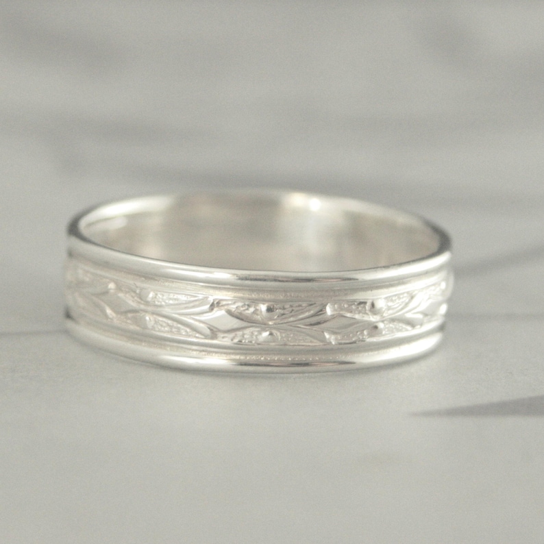 Silber Hochzeit Set Seine und Sie Eheringe Silber Eheringe Edwardian Bands Geometrische Ring Set Seine und Sie Silberringe Blazer Kunst Bild 6