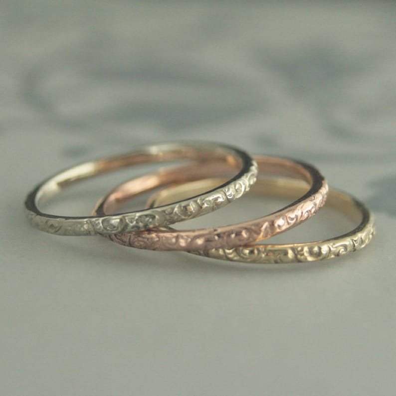 Rose Gold Wedding Band~Rose Gold Ring~Women/'s Wedding Ring~Thin Rose Gold Band~10K Gold Band~Antique Style Ring~Vintage Style Band~Rococo
