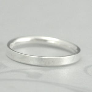 Comfort Fit Straight and Narrow Sterling Silver Flat Wedding Band 2.5mm Wide Flat Silver Band Simple Stacking Band Modern Wedding Band