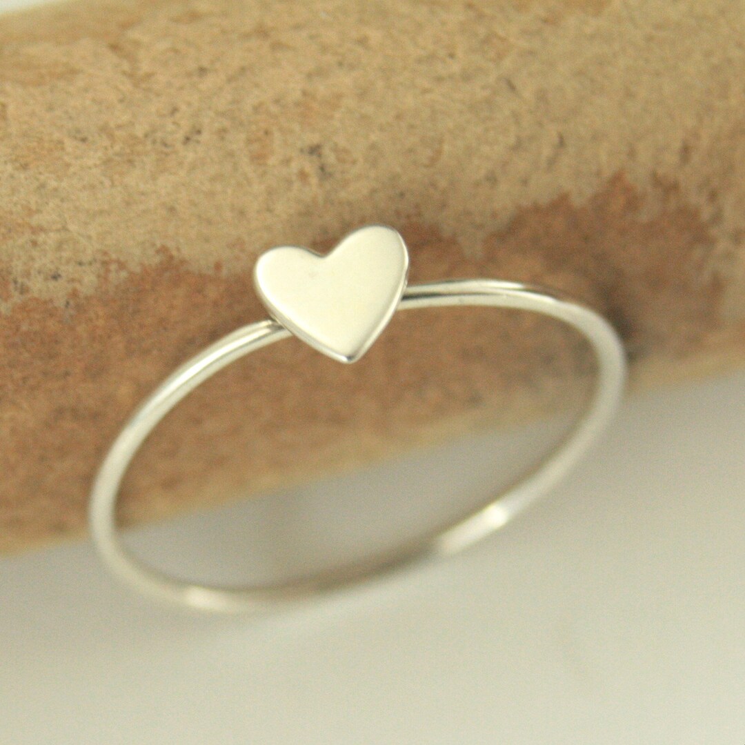 Silver Heart Ring Tiny Heart Ring Stacking Ring Le Petite Love - Etsy
