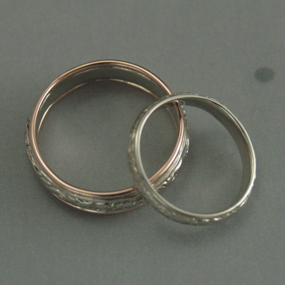 Gold and Silver Wedding Band SetGoing Baroque Touch of Gold Etsy