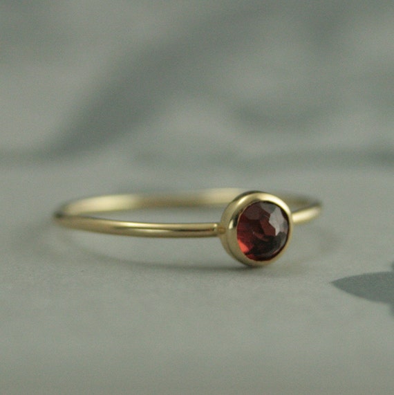 Garnet Stacking Ringrose Cut Stone Ringmother's - Etsy