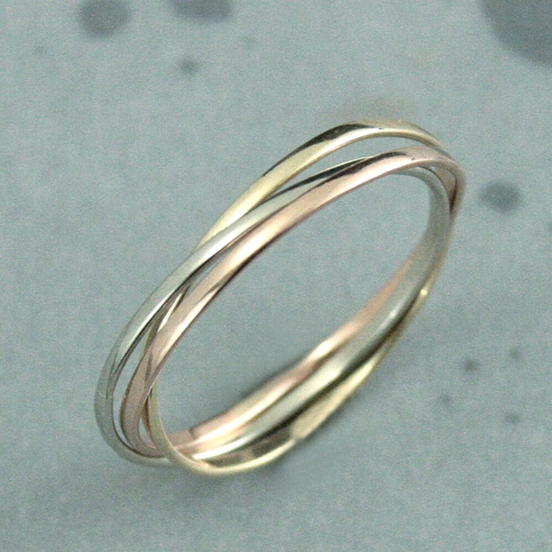 Thin Rolling Ring 1mm by .5mm Bands Super Skinny Minnie Rings 10K Tri ...