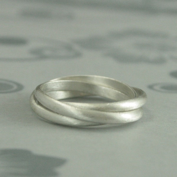 Silver Rolling Ring Sterling Silver Interlocking Ring Silver Wedding Ring Silver Triple Rolling Band