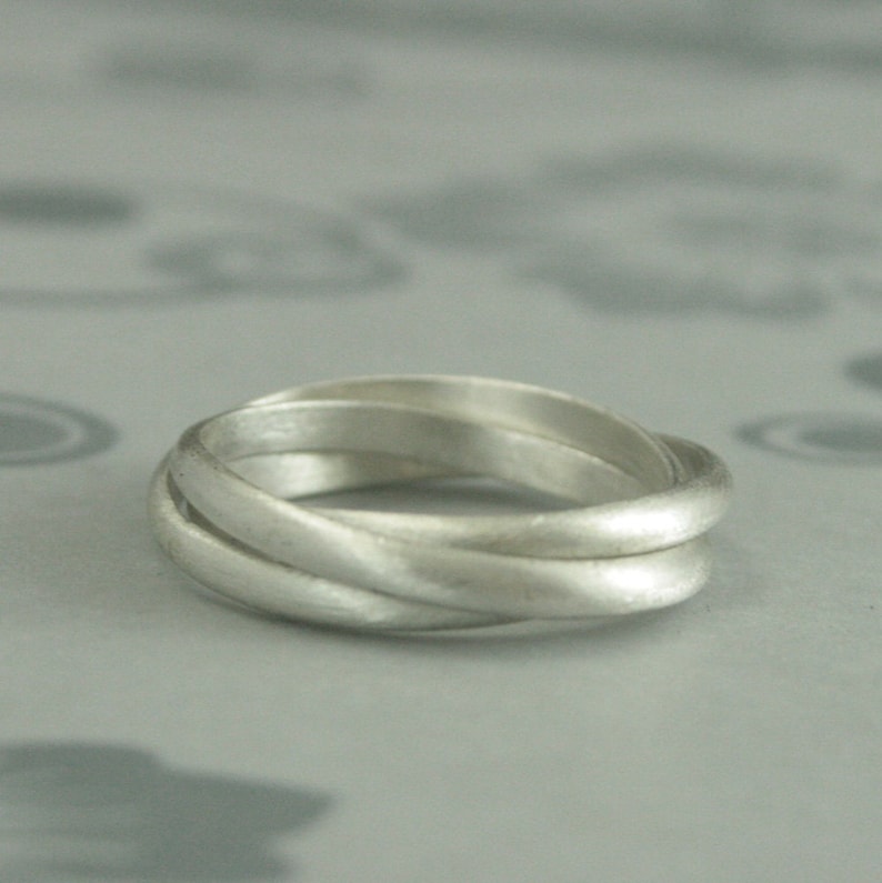 Silver Rolling Ring Sterling Silver Interlocking Ring Silver Wedding Ring Silver Triple Rolling Band image 1