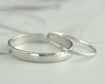 Platina trouwset voor hem en haar ringen voor hem en haar ringen platina bandset platina ringset traditionele bruiloft set dunne trouwringen