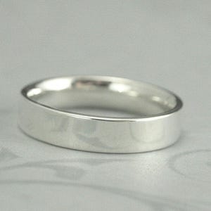 Comfort Fit Straight and Narrow Sterling Silver Flat Wedding Band 5mm Wide Flat Silver Band Men&#39;s Silver Band