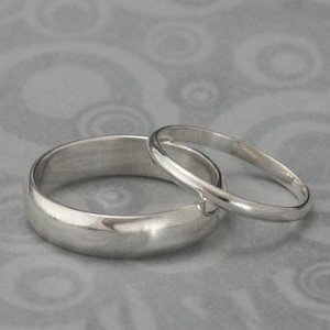 The Perfect Pair--Set of 2 Silver Rings--Men's Wedding Band--Women's Wedding Ring--Silver Wedding Rings--Wedding Band Set--Traditional Bands