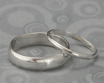 The Perfect Pair--Set of 2 Silver Rings--Men's Wedding Band--Women's Wedding Ring--Silver Wedding Rings--Wedding Band Set--Traditional Bands