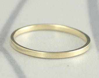 Gold Stacking Ring 1.5mm by 1mm Flat Gold Band Solid 14K Yellow, White, or Rose Gold Custom made Solid Gold Wedding Band for Her Minimalist