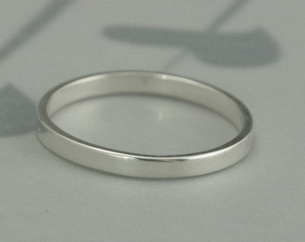 Thin Silver Band--2mm Wide Straight and Narrow--Women's Wedding Band--Flat Edge Silver Band--Solid Sterling Silver Ring--Modern Wedding Ring