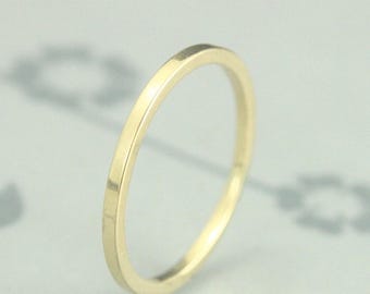 1.5mm Square Ring 18K Gold Wedding Band Thin Flat Wedding Ring 18K Gold Spacer Ring Thin Gold Band Square Gold Ring Gold Stacking Ring Solid