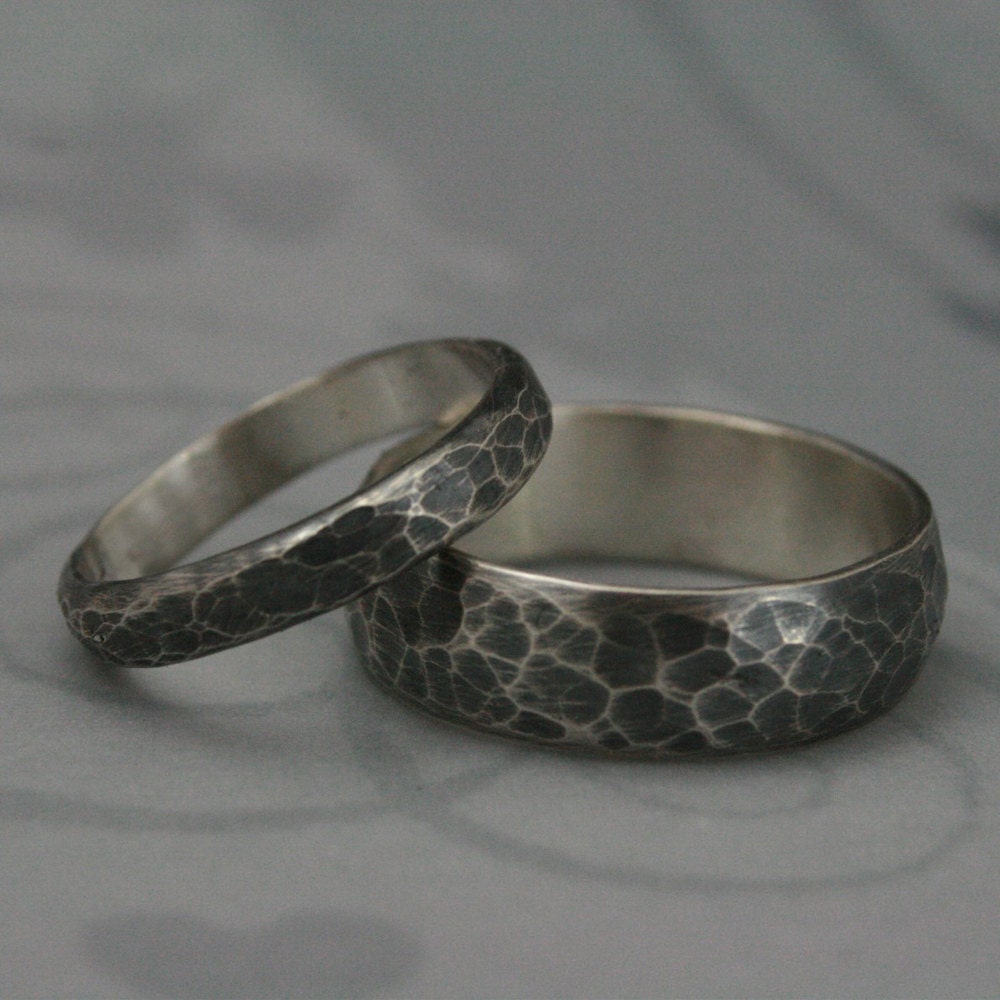 Hammered BandsMatching Sterling Silver Wedding Ring | Etsy