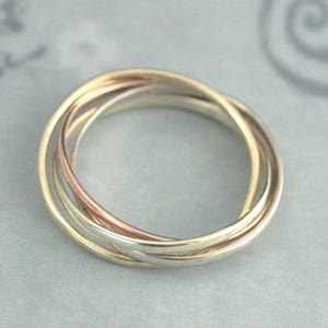 Rolling Ring Multi Color Ring Four Gold Rings 1.5mm Bands Wedding Ring 14K Gold Rings Interlocking Rings Intertwined Rings Gold image 4