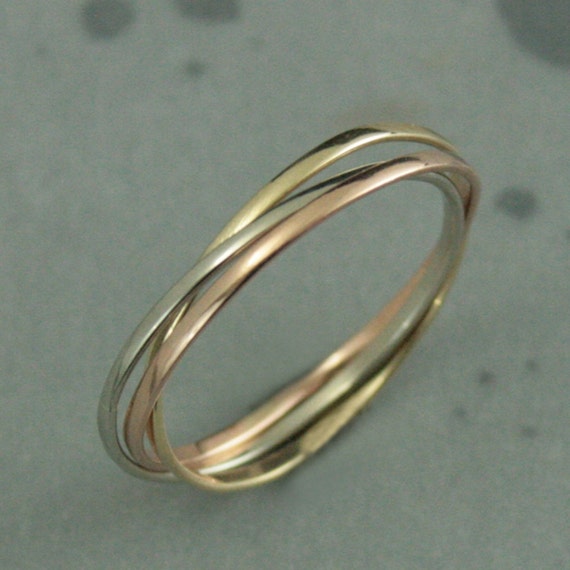 Gold His & Her 10k Solid Tricolor Gold Wedding Ring Band Set Free Ship 
