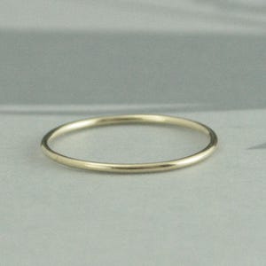 Women's Gold Wedding Band 1mm Round Gold Ring 10K Yellow Gold Ring Thin Wedding Ring Recycled Yellow Gold Handmade Wedding Band SOLID image 1