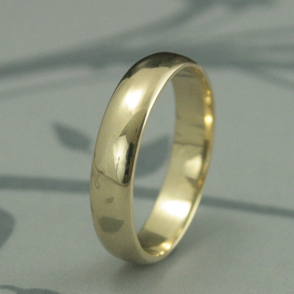 Men's Gold Band Gold Wedding Ring Yellow Gold Traditional Handmade Wedding Band Recycled Gold Ring Rounded Men's Band Plain Gold Band 5mm