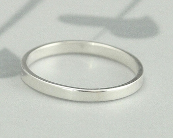 Thin Silver Band 2mm Wide Straight and Narrow Women's Wedding Band Flat Edge Silver Band Solid Sterling Silver Ring Modern Wedding Ring