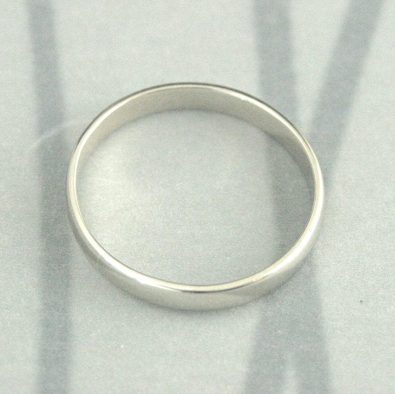 Women's Wedding Band White Gold Band 10K Gold Band Traditional Wedding Band 3mm Plain Jane Ring Low Profile Half Round Band Handmade image 3